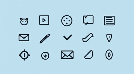 Simple app icons; user interface design; light blue background; website development