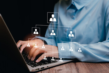 Poster - Digital Networking Concept with Laptop and People Connections, business concept