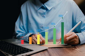 Poster - Business Growth Analysis with Chart and Computer Focused Approach, business concept