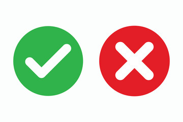 Poster - Check mark icons. green check mark and red cross mark icon set. green tick and red x. Symbols of approval and Decline, vector illustration