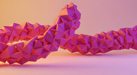 Abstract Polygonal Structure With Dynamic Light Displayed In Warm Pink Tones