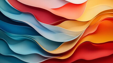 Poster - Abstract Colorful Waves Smooth Gradient Paper Design Background Texture  Vibrant Hues Modern Art Digital Illustration Graphic Resource Wallpaper Image