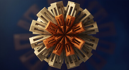 Symmetrical Arrangement Of Three Dimensional Structures Creating A Geometric Sphere