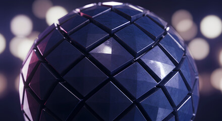Geometric Sphere Composed of Tiles, Abstract Technology and Modern Design