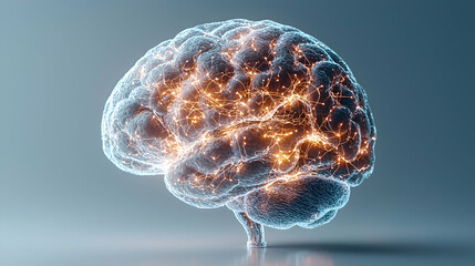 Poster - Depicts a brain with glowing neural connections representing thought and cognition. Suggests ideas related to intelligence neuroscience or AI research.