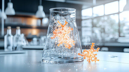 Poster - an artistic representation of scientific research. it suggests innovative lab work involving organic