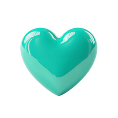 Aufkleber - A glossy turquoise heart shape isolated against a plain  view transparent background png