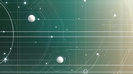 Aufkleber - Abstract Orbital System Illustration with Glowing Spheres and Geometric Lines