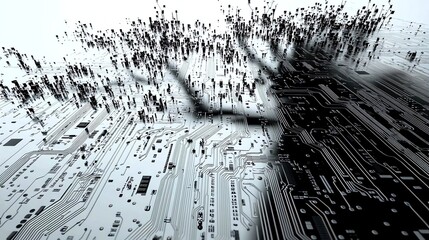 Aufkleber - Abstract Computer Circuit Board Technology Background with Digital Network