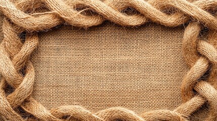 Poster - Detailed burlap material as a background, coarse fibers and irregular weaves emphasize its raw, organic feel