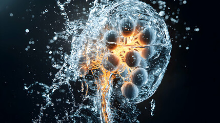 Poster - An artistic representation of cellular structures immersed in fluid. Great for scientific visualizations or abstract design. Use it for educational or advertising projects.