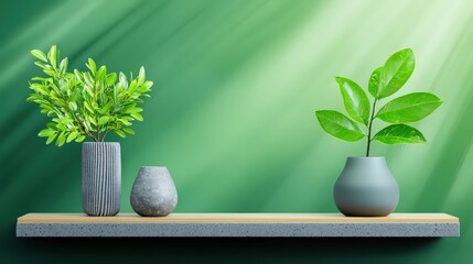 Poster - Two-tone shelf design with concrete and wood accents, showcasing a balance of form and function