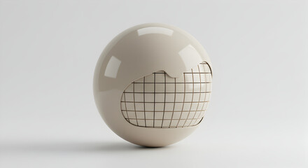 Abstract Sphere With Cutout Section Revealing Grid Pattern