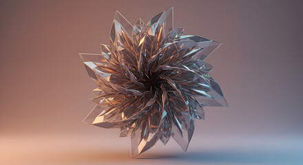 Abstract Crystalline Formation Displaying An Intricate Geometric Design On A Neutral Backdrop