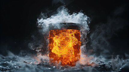 Poster - An image depicting an intensely energetic jar. The jar contains glowing energy with smoke and mist surrounding it. Suggests power or a scientific anomaly.