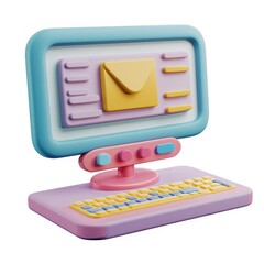 Poster - Colorful computer displaying an email message.