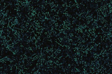 Aufkleber - Abstract Network of Connected Lines and Circles on Black Background