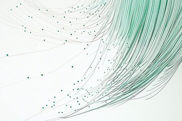 Aufkleber - Abstract Flowing Lines with Green Dots on White Background Concept