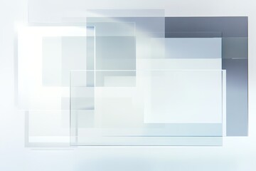 Aufkleber - Abstract Transparent Glass Shapes Overlapping with Modern Minimalist Background Design