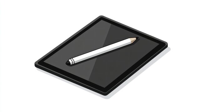 Digital tablet and stylus on white background; design concept