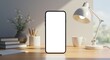 © Kanthowork - Mockup-Ready Smartphone On Clean Desk In Cozy Morning Setup With Blank Screen