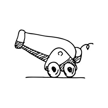 cute cannon vector illustration hand drawn black and white style