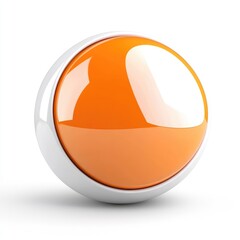 Poster - Glossy orange button sphere on a white background.