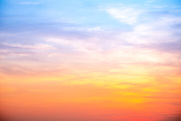 Wall Mural - beautiful , luxury soft gradient orange gold clouds and sunlight on the blue sky perfect for the bac