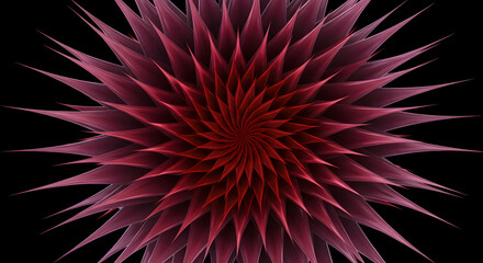 Leinwandbilder - Abstract Red Whirlwind: Dynamic Spiked Pattern on Dark Backdrop
