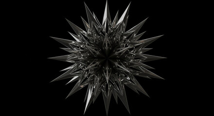 Metallic Spiky Sphere Emerging From Darkness Represents Sharp Design