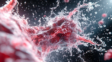 Poster - A detailed macro image of a biological structure possibly related to medicine or biology showing organic shapes and water effects. It is potentially useful for educational illustrations.
