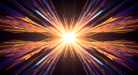 Leinwandbilder - Radiant Burst Of Color Abstract Lines Emerging From A Central Light Source
