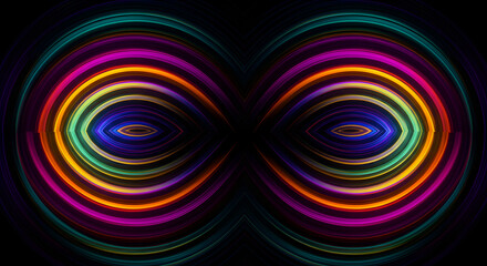 Leinwandbilder - Abstract Infinity Shape With Glowing Concentric Bands On Dark Backdrop