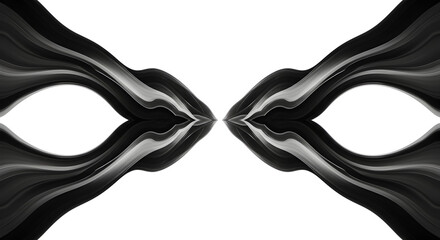 Leinwandbilder - Abstract Symmetric Composition With Flowing Dark Tones On White Background