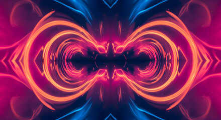 Leinwandbilder - Abstract Glowing Portal With Symmetrical Light Trails In Vibrant Colors