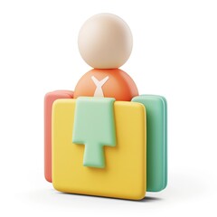 Poster - Colorful person icon holding a light-colored cloth.