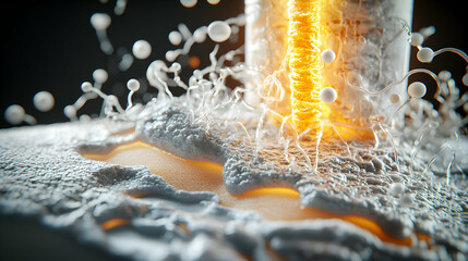 Poster - Microscopic view of cellular structures. Potential use for educational purposes medical illustration or science-related presentations for biological studies