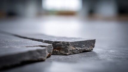 Aufkleber - Macro shot captures a textured concrete surface featuring visible wear, cracks, and faded stains, set in an abstract urban environment with space for text