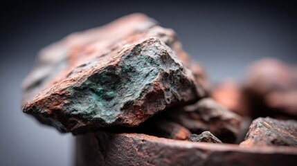 Leinwandbilder - magnified view highlights the intricate pitted texture of oxidized copper displaying green patina ag