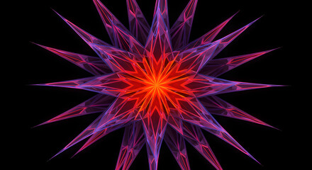 Leinwandbilder - Intricate Star Burst Pattern Glowing with Warm and Cool Colors