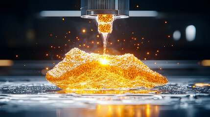Poster - 3d printing process showcasing molten material layering. it hints at rapid prototyping or advanced m