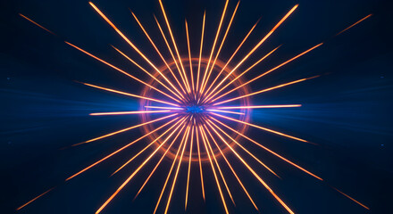 Leinwandbilder - Abstract Glowing Circle With Radial Lines In Digital Space Background