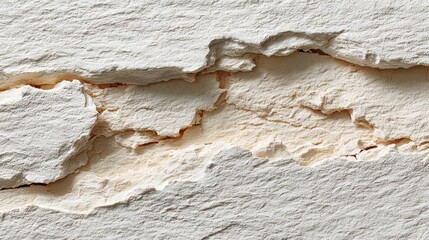 Aufkleber - Close-up of a smooth off-white plaster wall featuring subtle hairline cracks. Soft natural light creates gentle shadows and offers a serene atmosphere