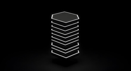 Leinwandbilder - Hexagonal Stacked Structure With Luminous Edges On Dark Background