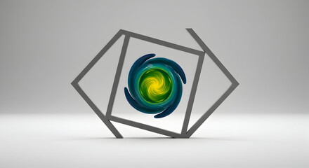 Leinwandbilder - Abstract Vortex Inside Geometric Structure With Motion Energy Background