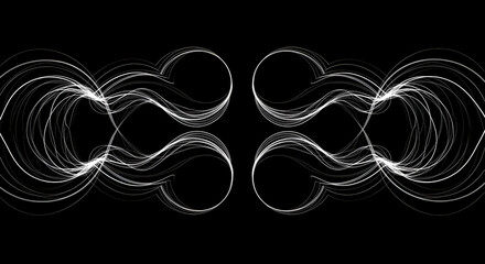Leinwandbilder - Elegant Curved Lines Forming Abstract Circular Shapes on Black Backdrop