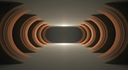 Leinwandbilder - Abstract Rendering Of Tunnels With Circular Shapes And Light Illuminating The Center