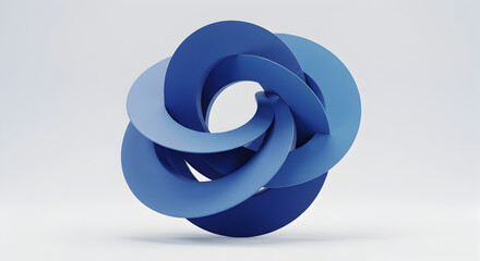 Interwoven Geometry A Blue Toned Circular Interlocking 3D Rendered Shape