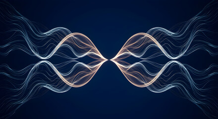 Leinwandbilder - Abstract Symmetrical Wavy Lines Flowing Smoothly On A Dark Blue Backdrop