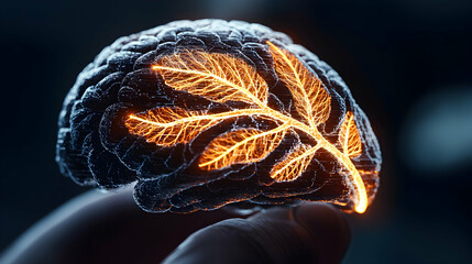 Poster - A creative rendering of a brain with glowing neural pathways suggesting cognitive function and innovation potential. Use it for scientific presentations or educational content.